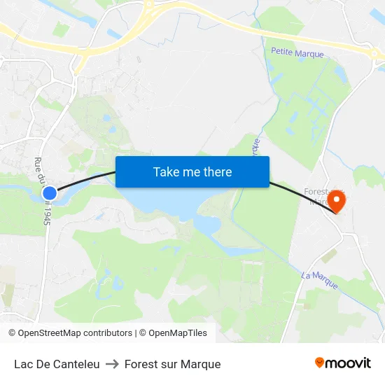 Lac De Canteleu to Forest sur Marque map