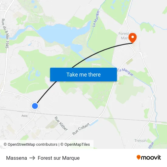 Massena to Forest sur Marque map