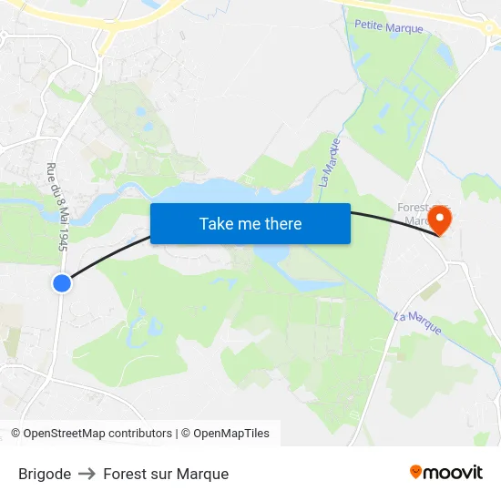 Brigode to Forest sur Marque map