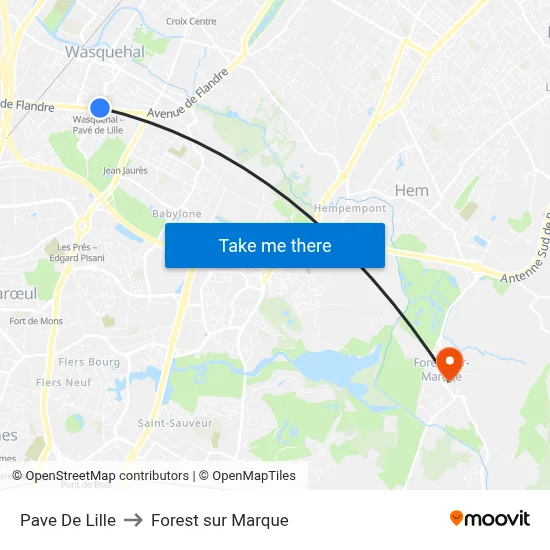 Pave De Lille to Forest sur Marque map