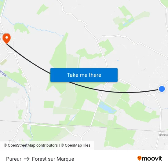 Pureur to Forest sur Marque map