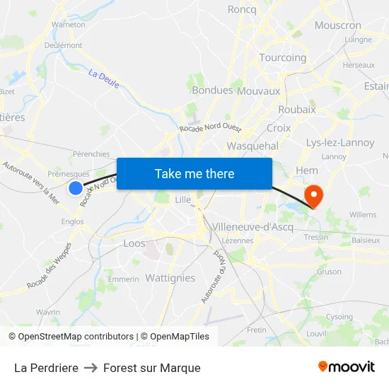La Perdriere to Forest sur Marque map