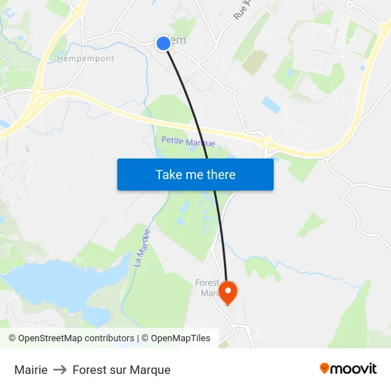 Mairie to Forest sur Marque map