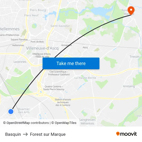 Basquin to Forest sur Marque map