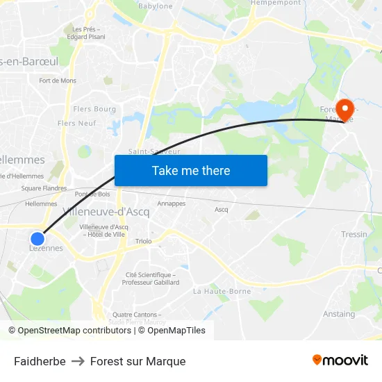Faidherbe to Forest sur Marque map