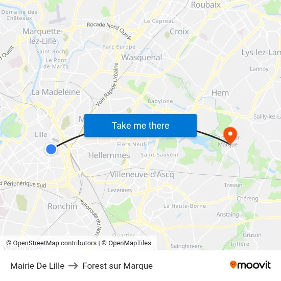 Mairie De Lille to Forest sur Marque map