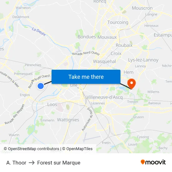 A. Thoor to Forest sur Marque map