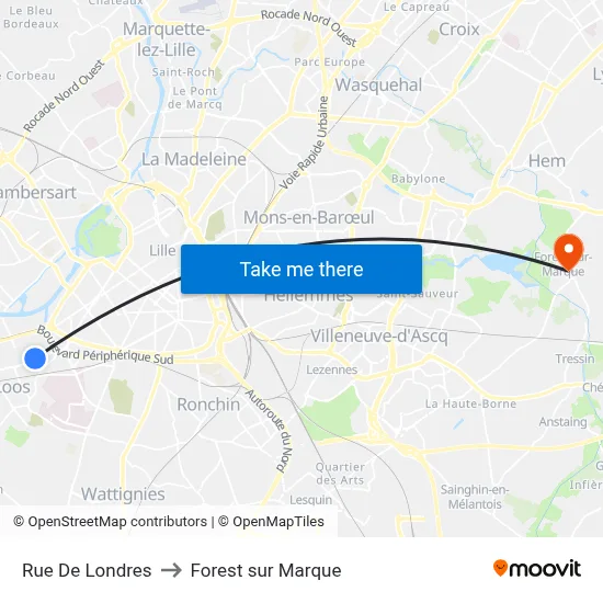 Rue De Londres to Forest sur Marque map