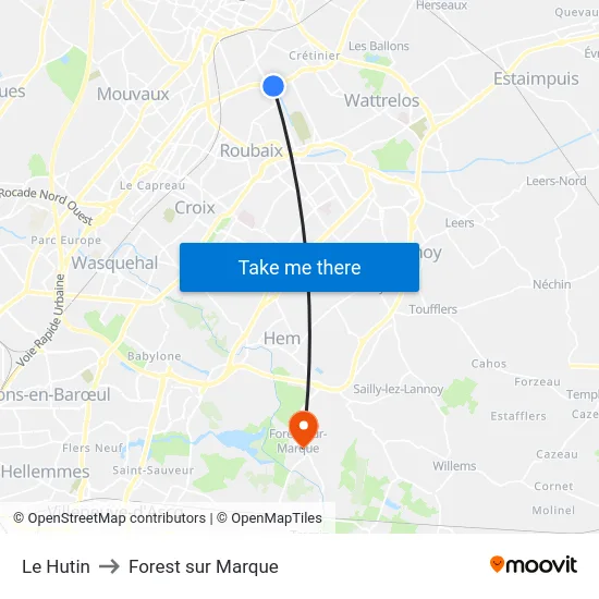 Le Hutin to Forest sur Marque map