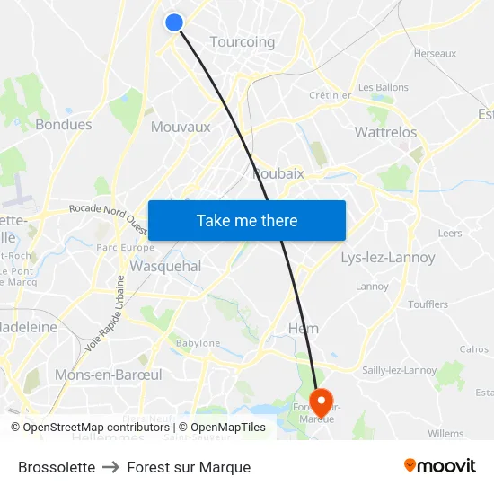Brossolette to Forest sur Marque map