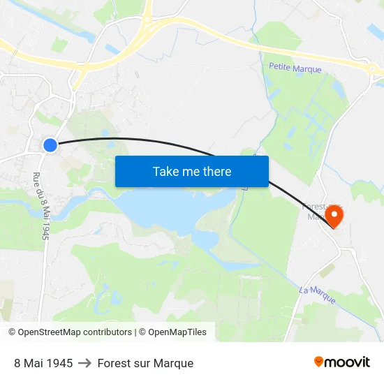 8 Mai 1945 to Forest sur Marque map