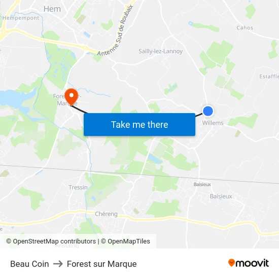 Beau Coin to Forest sur Marque map
