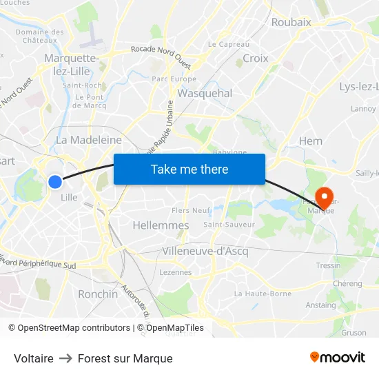 Voltaire to Forest sur Marque map
