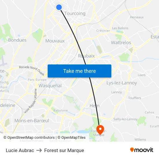 Lucie Aubrac to Forest sur Marque map