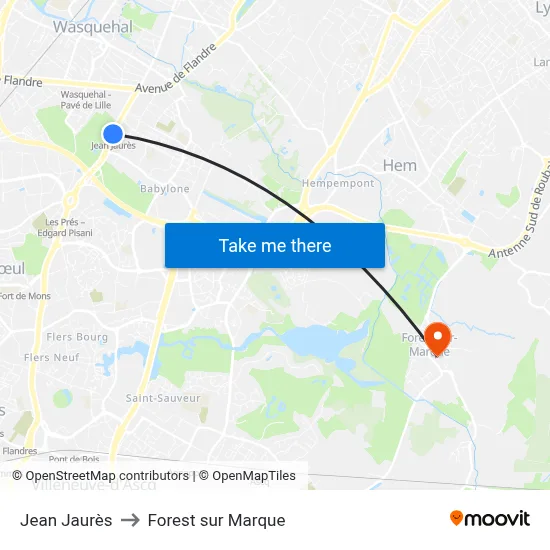 Jean Jaurès to Forest sur Marque map