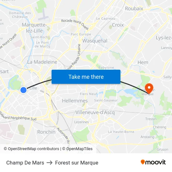Champ De Mars to Forest sur Marque map