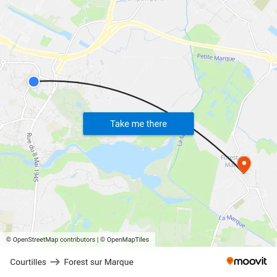 Courtilles to Forest sur Marque map