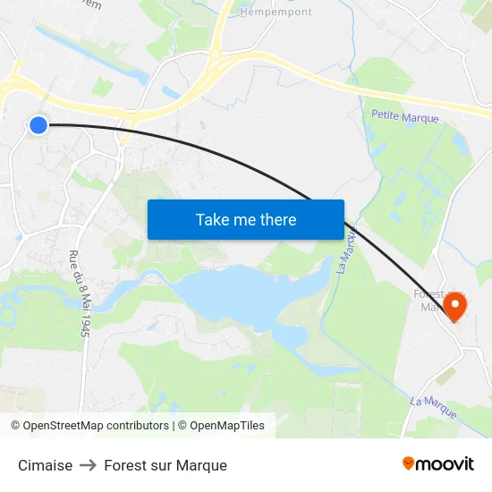 Cimaise to Forest sur Marque map