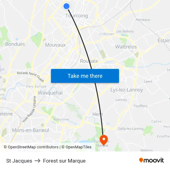 St Jacques to Forest sur Marque map