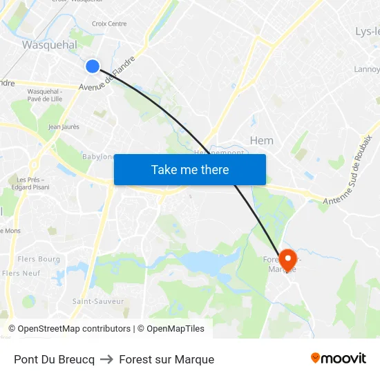 Pont Du Breucq to Forest sur Marque map