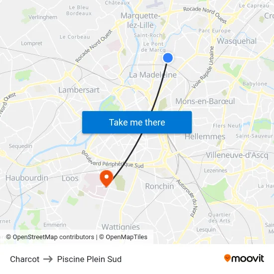 Charcot to Piscine Plein Sud map