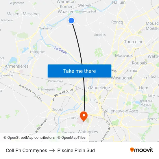 Coll Ph Commynes to Piscine Plein Sud map