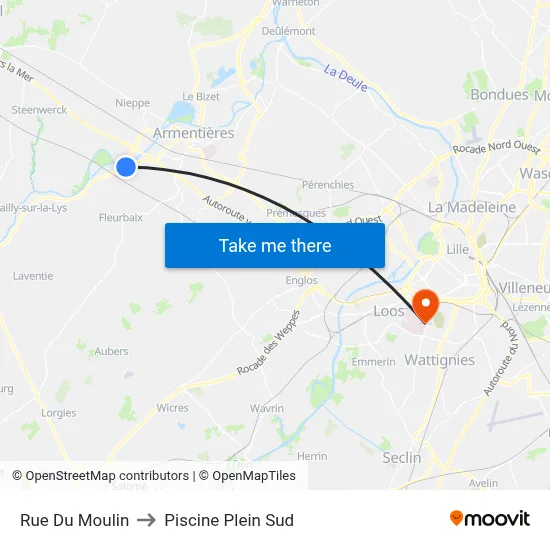 Rue Du Moulin to Piscine Plein Sud map