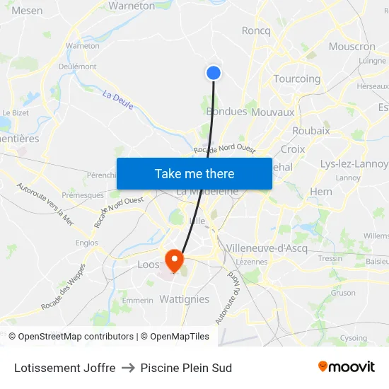 Lotissement Joffre to Piscine Plein Sud map