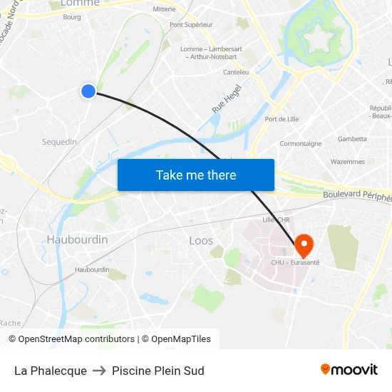 La Phalecque to Piscine Plein Sud map