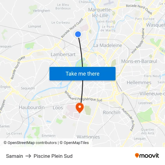 Samain to Piscine Plein Sud map