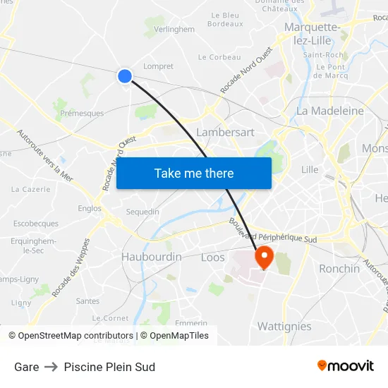 Gare to Piscine Plein Sud map
