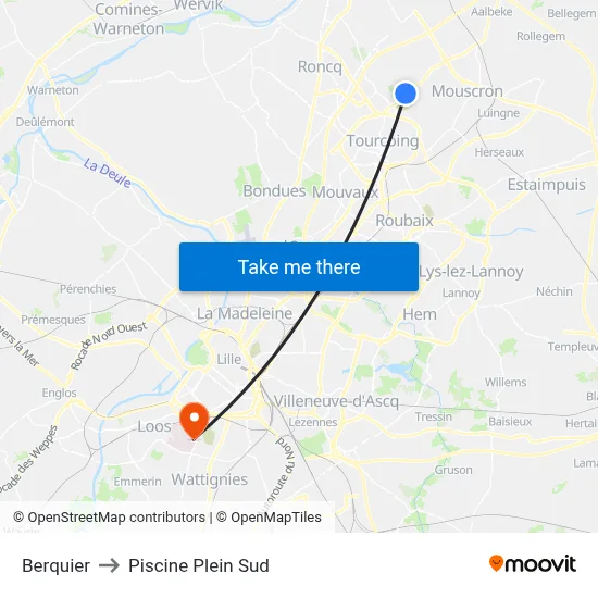 Berquier to Piscine Plein Sud map