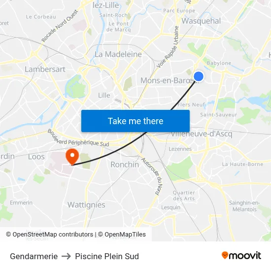 Gendarmerie to Piscine Plein Sud map