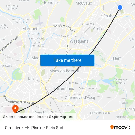 Cimetiere to Piscine Plein Sud map