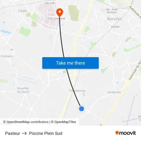 Pasteur to Piscine Plein Sud map