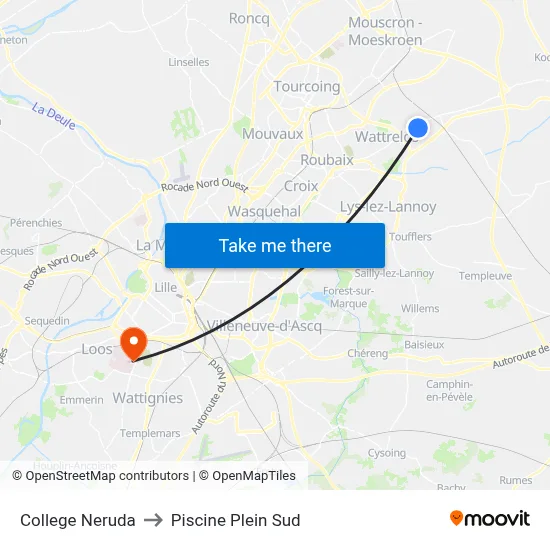 College Neruda to Piscine Plein Sud map