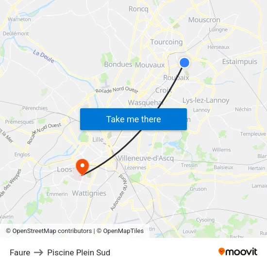 Faure to Piscine Plein Sud map