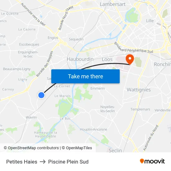 Petites Haies to Piscine Plein Sud map
