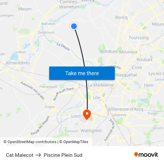 Cat Malecot to Piscine Plein Sud map