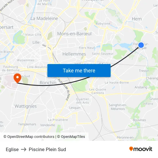 Eglise to Piscine Plein Sud map