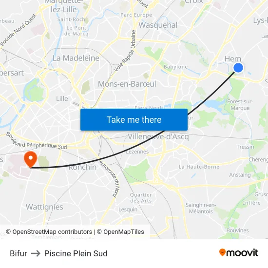 Bifur to Piscine Plein Sud map