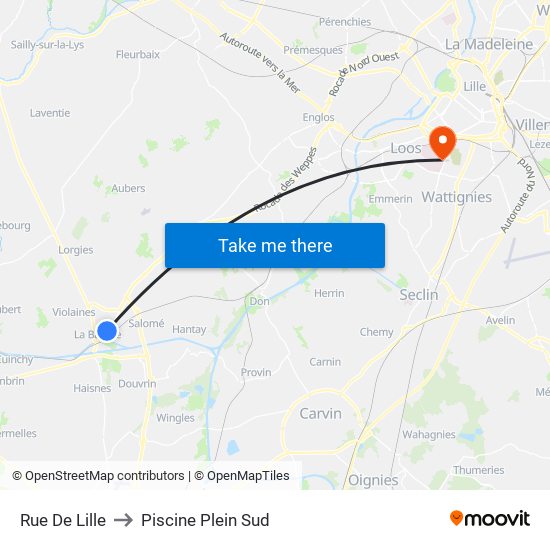 Rue De Lille to Piscine Plein Sud map