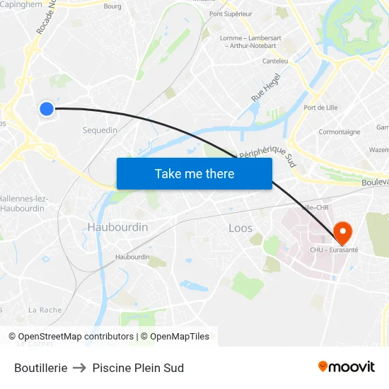 Boutillerie to Piscine Plein Sud map