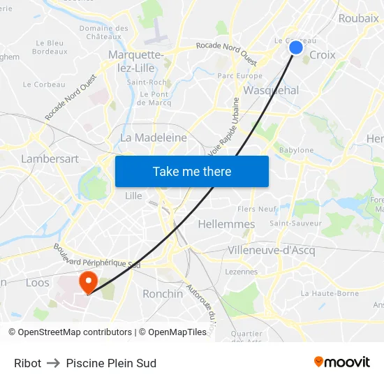 Ribot to Piscine Plein Sud map