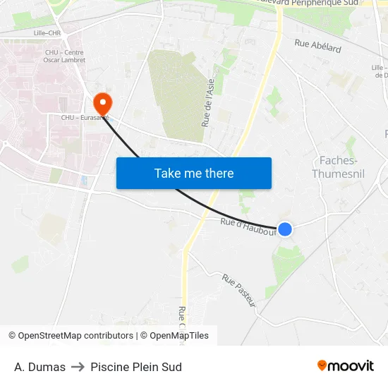 A. Dumas to Piscine Plein Sud map