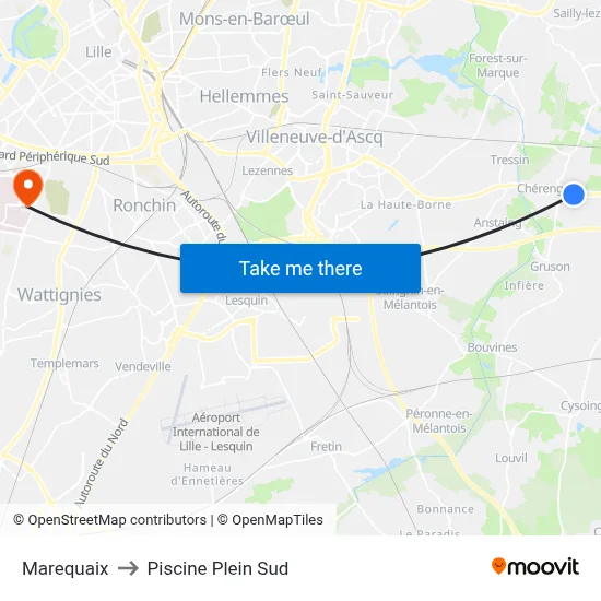 Marequaix to Piscine Plein Sud map