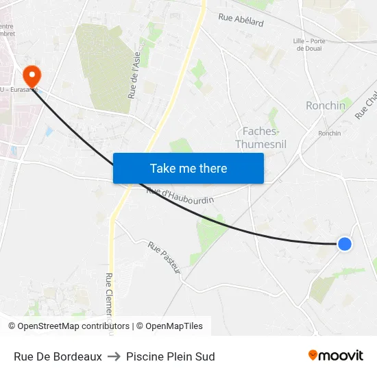 Rue De Bordeaux to Piscine Plein Sud map