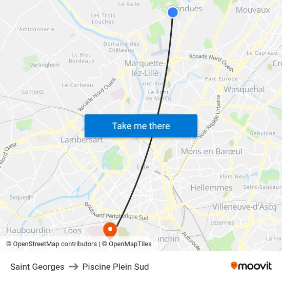 Saint Georges to Piscine Plein Sud map