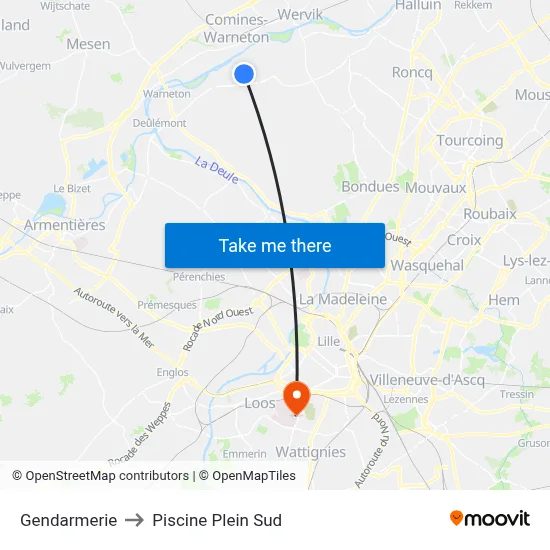Gendarmerie to Piscine Plein Sud map