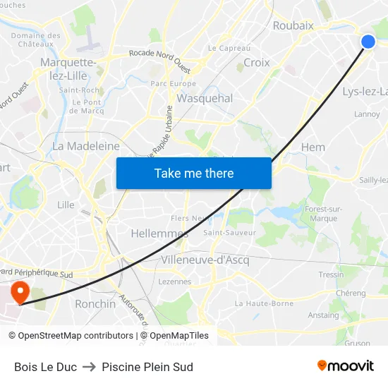 Bois Le Duc to Piscine Plein Sud map